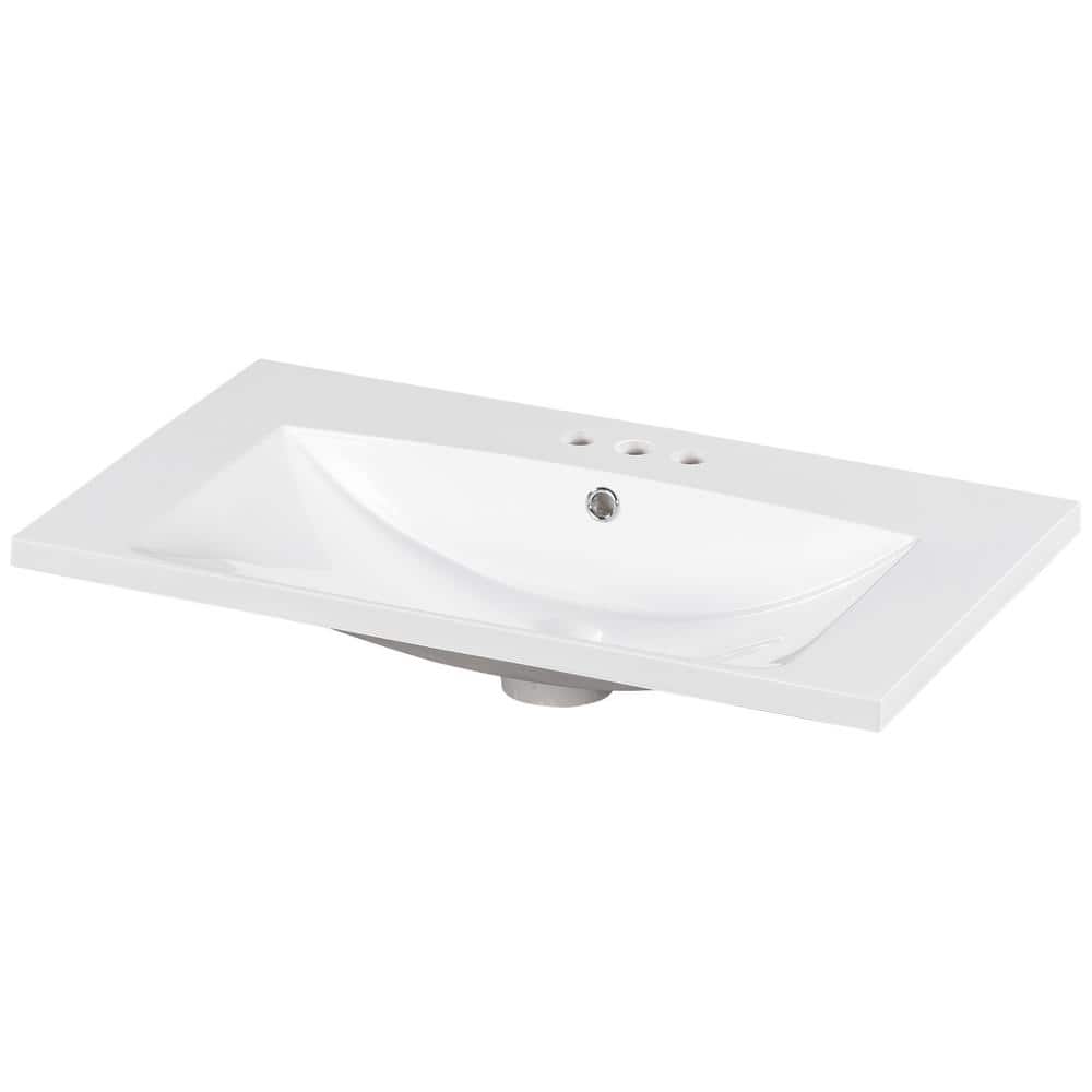 Elevate Your Contemporary Home Makeover with a Sophisticated 30-inch Elegant White Finish Resin Bathroom Vanity with Sink - Upgrade Now!