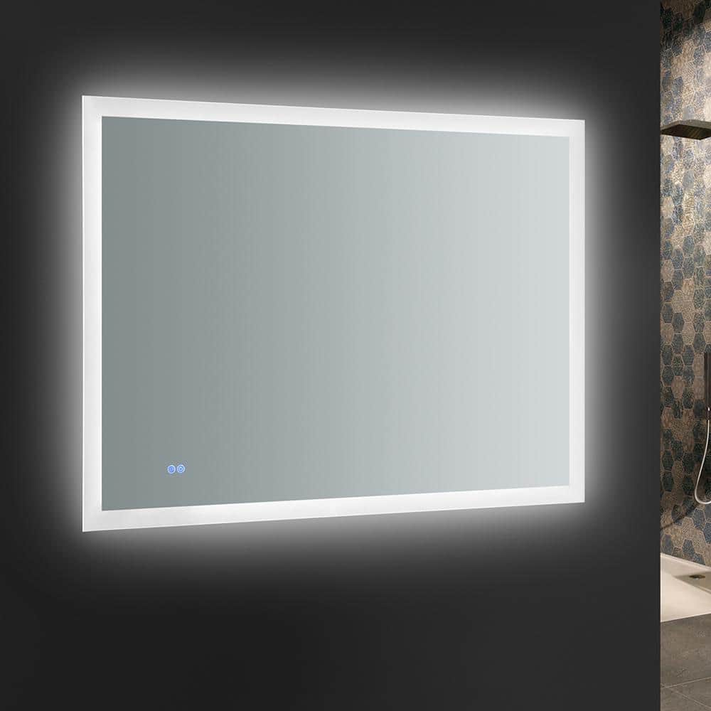 Sleek 48"x36" Frameless Bathroom Vanity Mirror with LED Halo & Fog-Free Technology