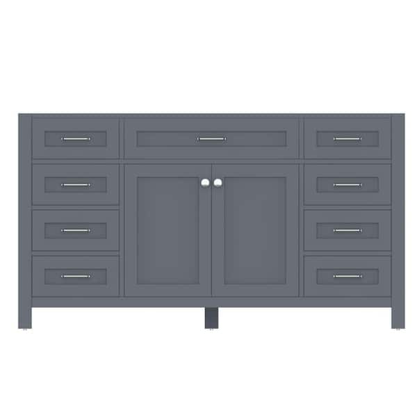Alya Bath Norwalk 60 in. W x 21.5 in. D x 33.45 in. H Single Bath Vanity Cabinet without Top in Gray