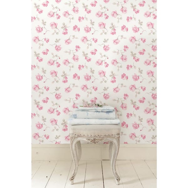 Ribbon Rosa Chateau Rose Peel and Stick Wallpaper