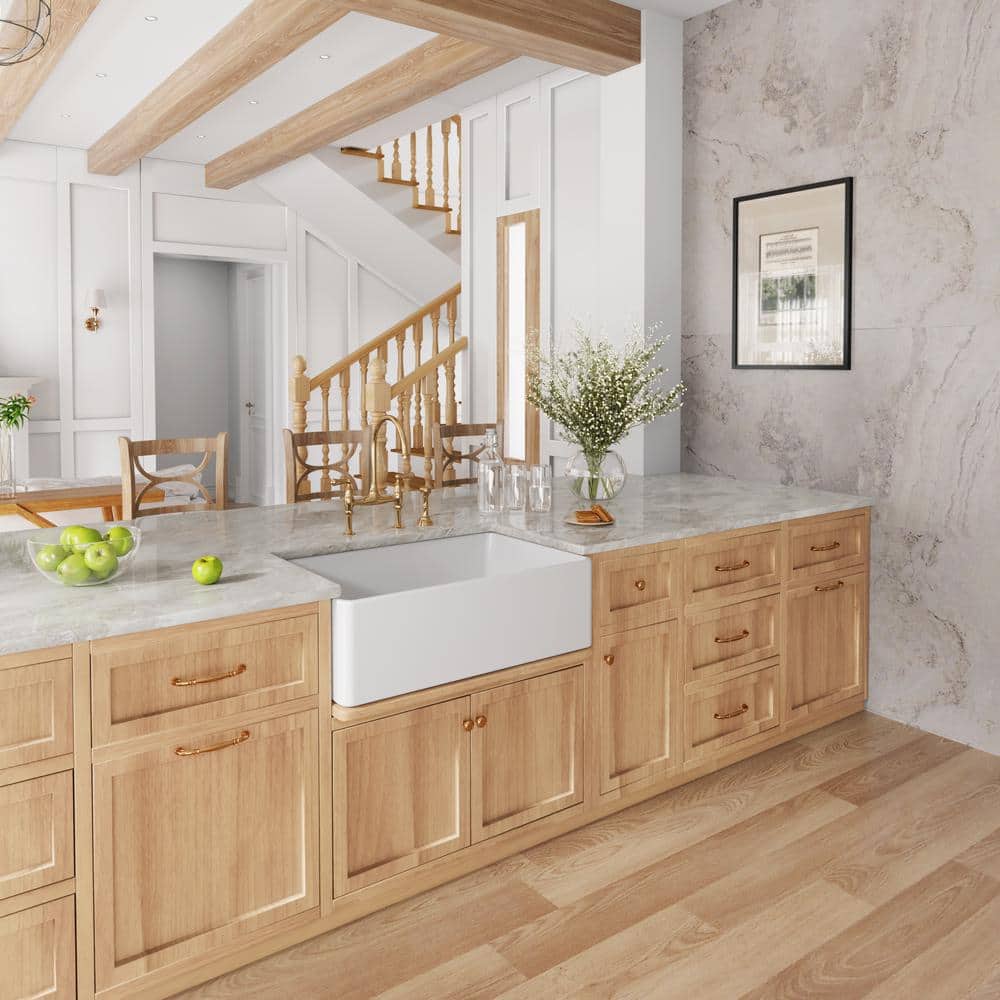 Hadley 30" White Fireclay Farmhouse Kitchen Sink with Accessories