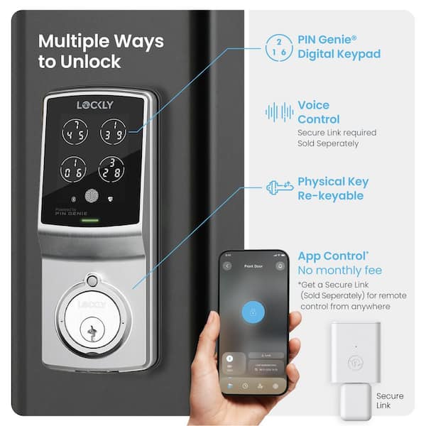 Model-S Satin Nickel Single-Cylinder Deadbolt Smart Lock with Hack-proof Touchsreen Keypad and Mobile App Control