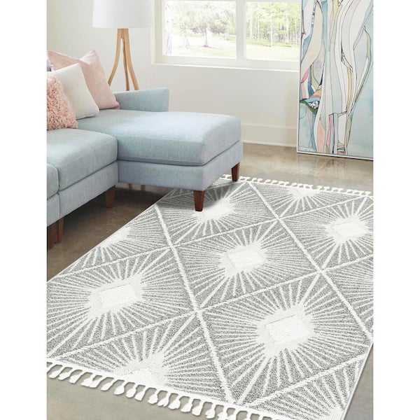 Boho Lilah Gray Ivory 7 ft. 10 in. x 10 ft. Area Rug