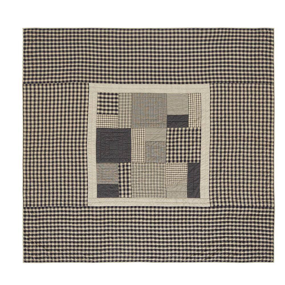 Navy Cotton Reversible King Quilt with Patchwork Design