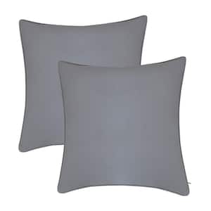 A1HC Dark Grey Velvet Decorative Pillow Cover (Pack of 2) 22 in. x 22 in. Hidden YKK Zipper, Throw Pillow Covers Only
