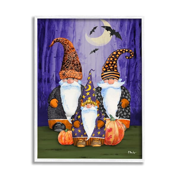Stupell Industries Three Halloween Gnomes by Paul Brent 1-Piece Framed Graphic Print Fantasy Poster Art Print 20 in. x 16 in.