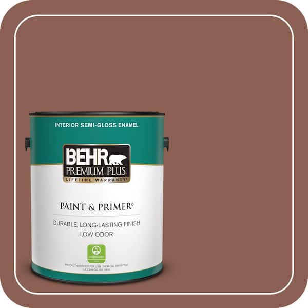 BEHR PREMIUM PLUS 1 gal. #ECC-26-1 Cedar Grove Semi-Gloss Enamel Low Odor Interior Paint & Primer