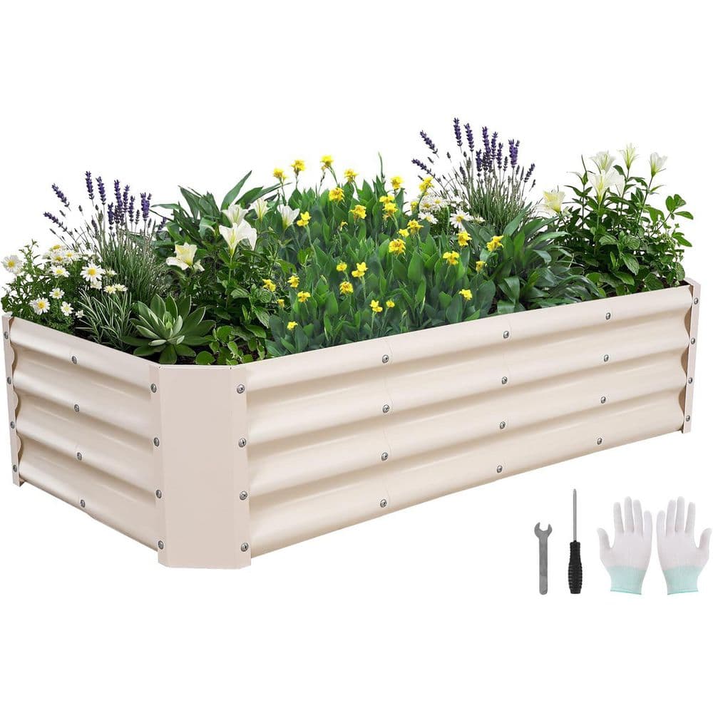 Galvanized Raised Garden Bed 48in L x 24in W x 12in H with Bracing Rods White Metal Outdoor Planter Box price history on PriceWatchPro