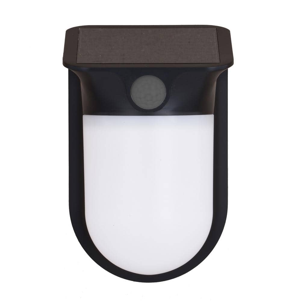 Black Solar Powered Motion-Sensing LED Outdoor Security Wall Light