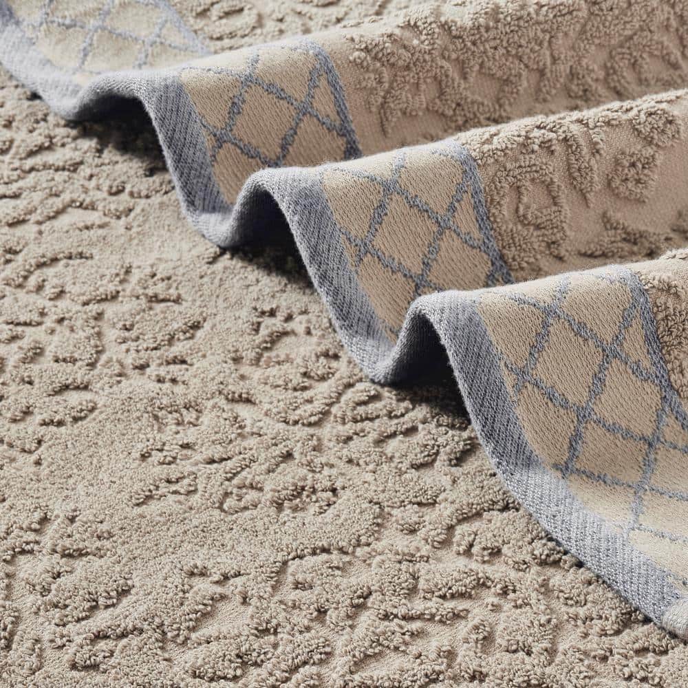 Taupe Damask Jacquard 6-Piece Egyptian Cotton Towel Set