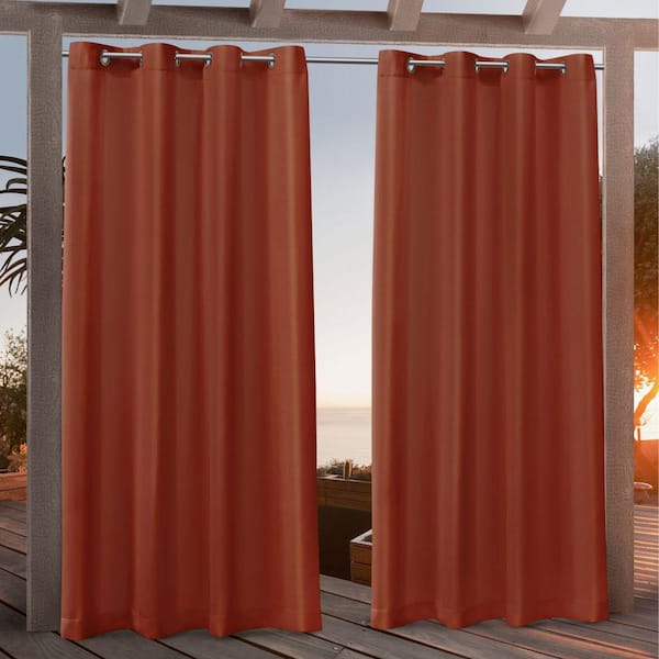 EXCLUSIVE HOME Canvas Orange Marmalade Solid Light Filtering Grommet Top Indoor/Outdoor Curtain, 54 in. W x 108 in. L (Set of 2)