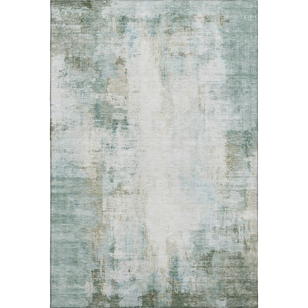 Mayfield Premium Machine Washable Abstract AMF2171 Sage 5 ft. x 7 ft. 6 in. Area Rug