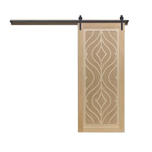 36 in. x 84 in. Zaftig Sway Unfinished Wood Sliding Barn Door with Hardware Kit in Black