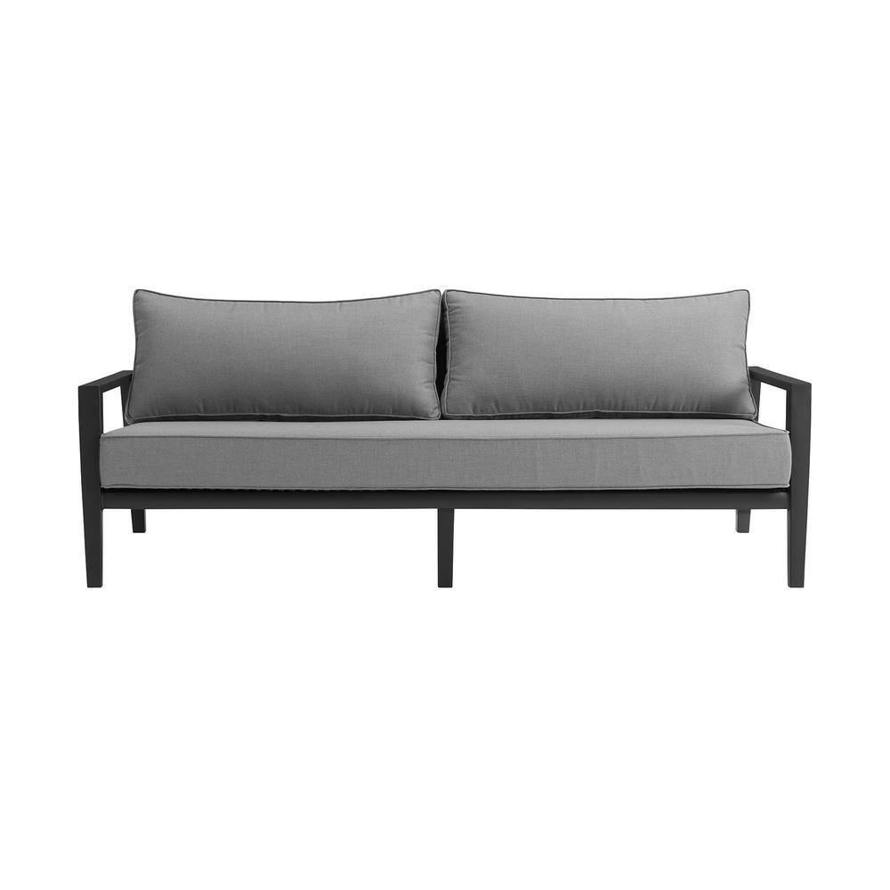 Cayman Black Aluminum Outdoor Sofa with Dark Gray Cushions
