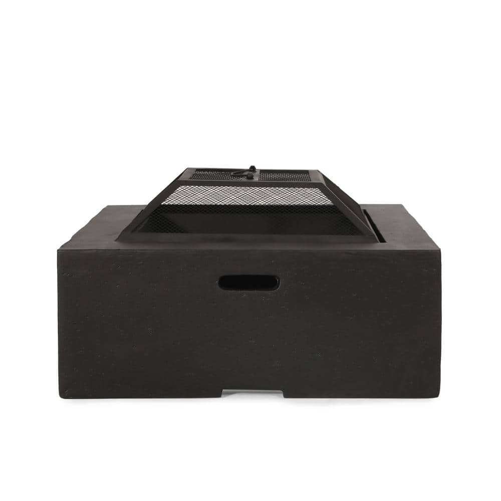 Gray Concrete Square Wood Burning Fire Pit
