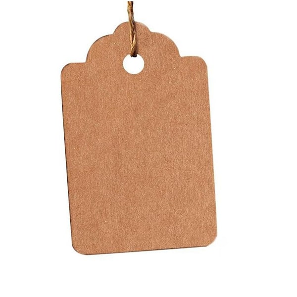 Unbranded Gift Tags with String Attached Blank Kraft Paper Hang Tags for Price Bags Clothes Crafts Weddings Christmas 180 Pcs
