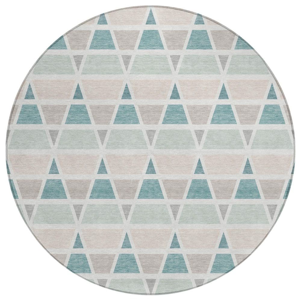 Chantille Machine Washable Indoor/Outdoor Abstract ACN2733 Mint 8 ft. x 8 ft. Round Rug price history on PriceWatchPro
