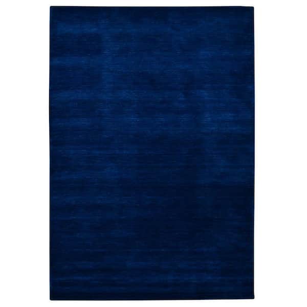 4 ft. x 6 ft. Navy Blue Wool Hand Woven Area Rug