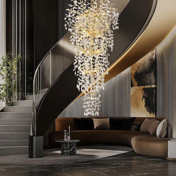 Gleam Flare Modern Chandelier 118 in. 28-Lights Crystal Silver