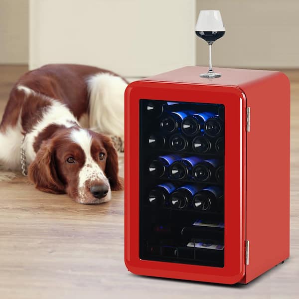 24 Bottle Free Standing Wine Cellars Wine Cooler in Red with