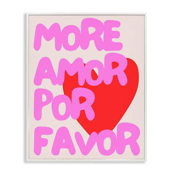 Stupell Industries Pink and Red More Amor by House of Lulu White Framed Typography Giclee Art Print 14 in. x 11 in.
