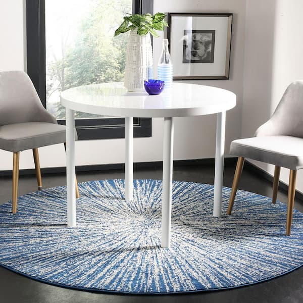 Evoke 5 ft. x 5 ft. Navy/Ivory Abstract Round Rug