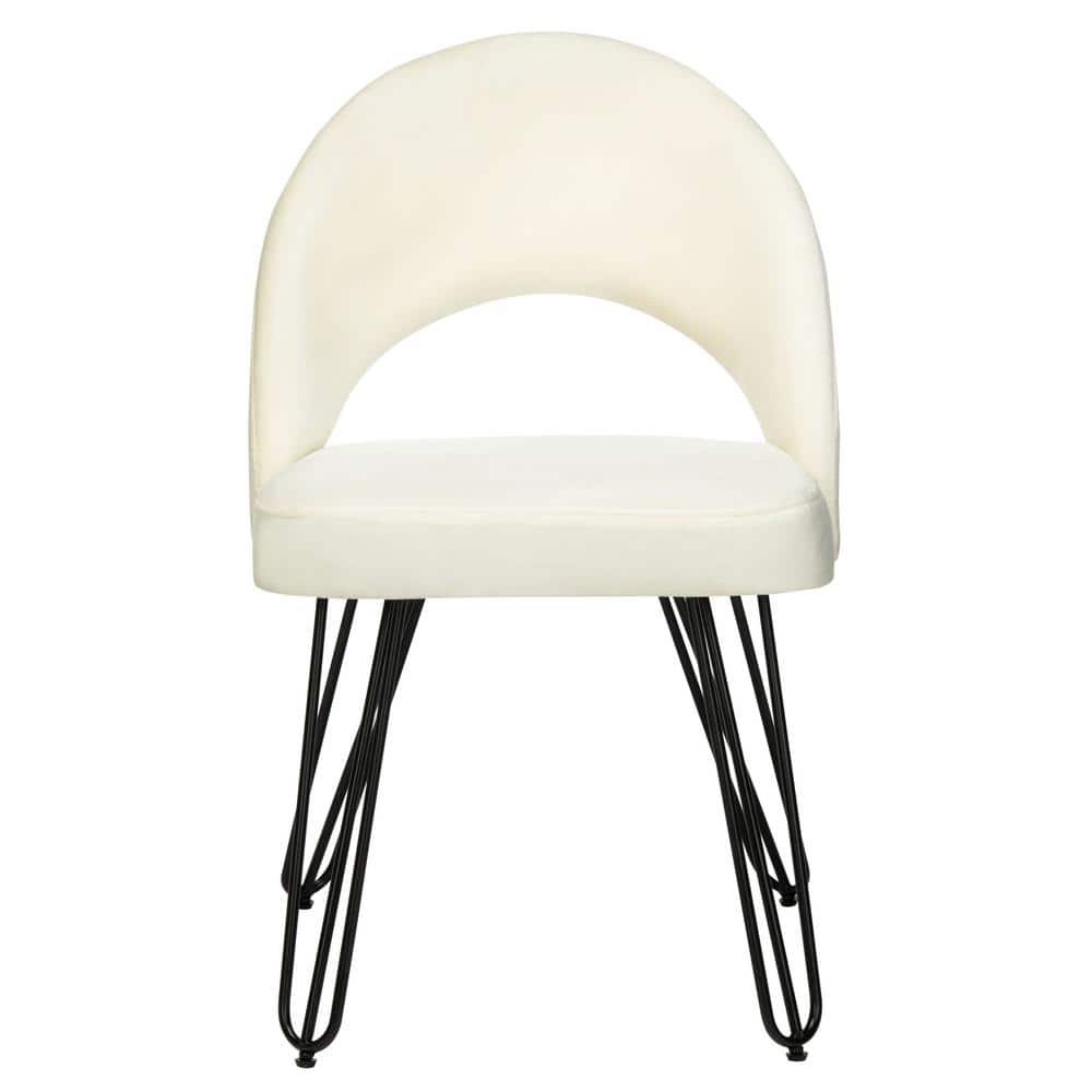 Creme Velvet & Matte Black Transitional Side Chair