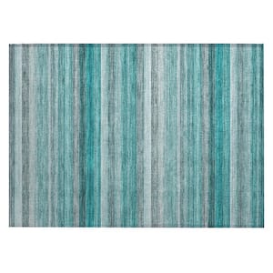 Chantille ACN535 Teal 1 ft. 8 in. x 2 ft. 6 in. Machine Washable Indoor/Outdoor Geometric Area Rug
