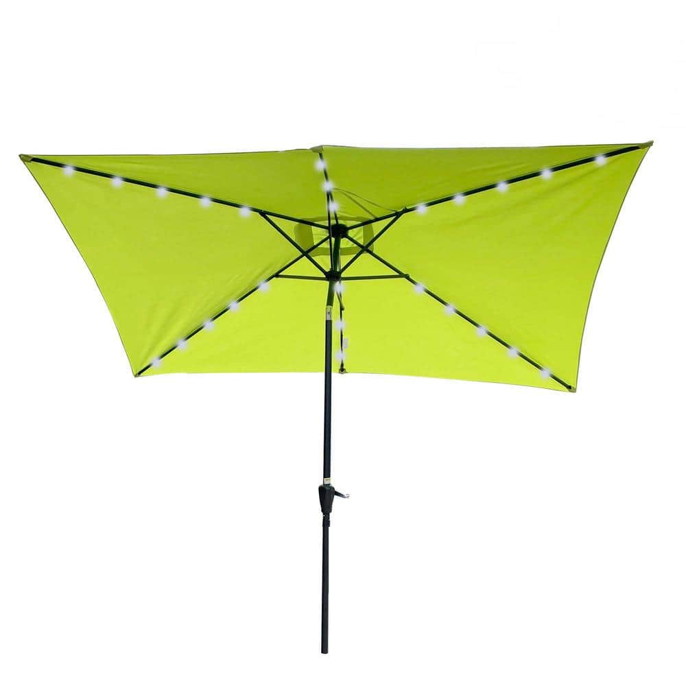 10x6.5 ft. Steel Push-Up Patio Umbrella Rectangular Patio LED Lighted Outdo