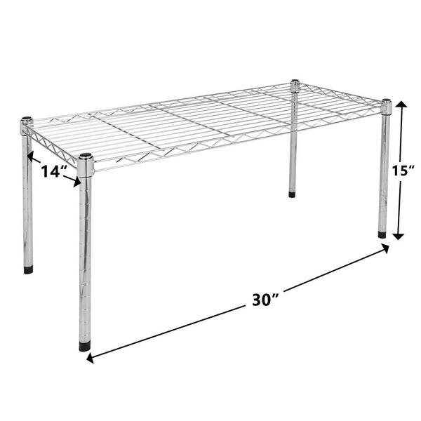 15 in. H x 14 in. W x 30 in. D Simple Deluxe 1-Shelf Shelving Silver  Adjustable Storage Units, Steel Organizer Wire Rack