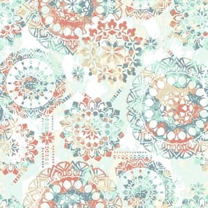 Bohemian Orange and Blue Peel and Stick Wallpaper (Covers 28.18 sq. ft.)