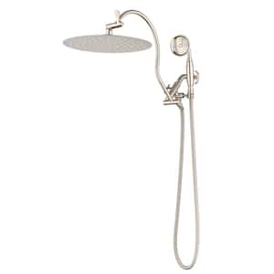 2-Spray 10 in. Dual Shower Head Wall Mount Fixed and Handheld Shower Head 1.5 GPM in Brushed Nickel (Valve Not Included)