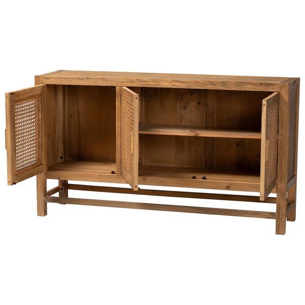 bali & pari Sibu Natural Brown Wood 35.8 in. H Accent Cabinet with