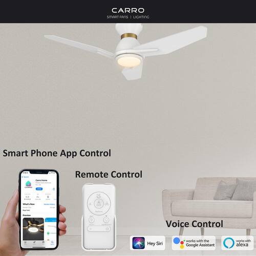 Tilbury 48 in. Integrated LED Indoor/Outdoor White Smart Ceiling Fan with Light and Remote, Works with Alexa/Google Home Ceiling Fans