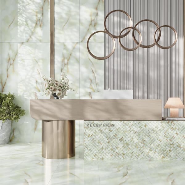 Splendor 24 in. x 48 in. Lappato Celadon Giada Porcelain Onyx Large Format Tile (15.5 sq ft/case)-2 Pack