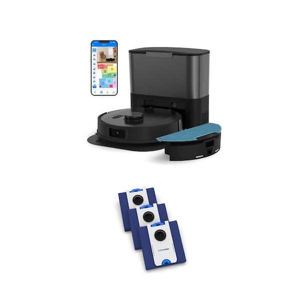 UltraVision 8000 Pa 12.5 in. Robotic Vacuum with 180-Day Bag and 180-Day Self-Empty Bags (Pack of 3)