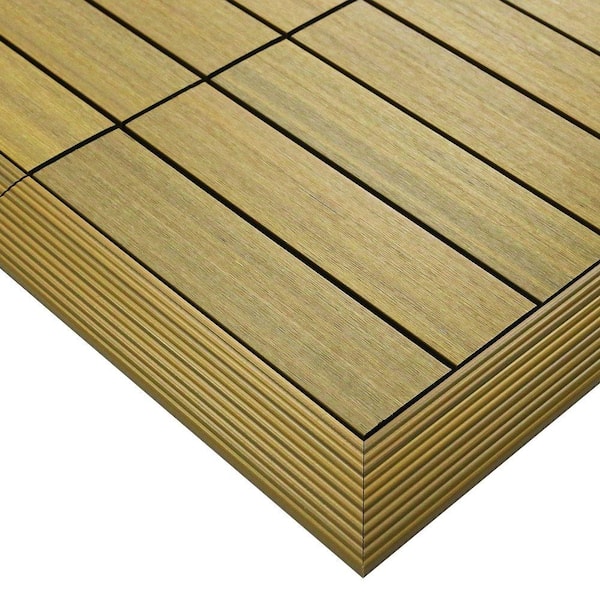 NewTechWood 1/6 ft. x 1 ft. Quick Deck Composite Deck Tile Outside Corner Fascia in English Oak (2-Pieces/Box)