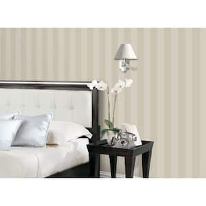 Smart Stripes 3 Taupe Matte/Shiny Emboss Stripe Sheen Finish Non-Pasted Vinyl on Non-Woven Wallpaper Roll