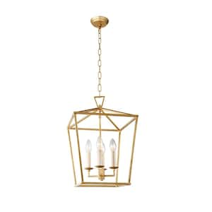 4-Light Gold Lantern Chandelier