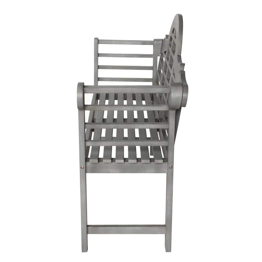 Elegant Arched Gray Acacia Wood 58" Outdoor Garden Bench