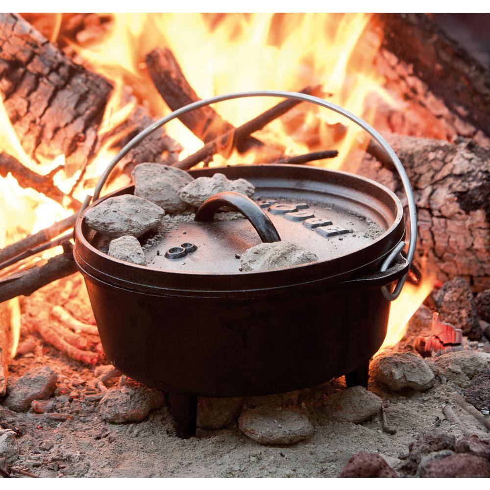 Black Cast Iron 2 Qt Non-Stick Camp Dutch Oven with Cover