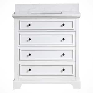 36 in. Soild Wood Freestanding White Bath Vanity with Carrara Marble Top Assembled