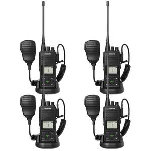 Multi-functional 5 Mile Range Rechargeable Waterproof Digital 2-Way Radio with Charger and Shoulder Mic (4-Pack)