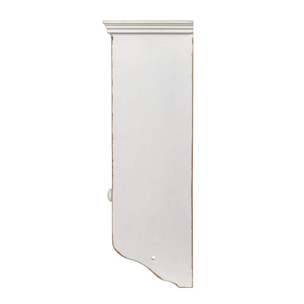 Ivory Wood and Glass Wall Cabinet with Hooks