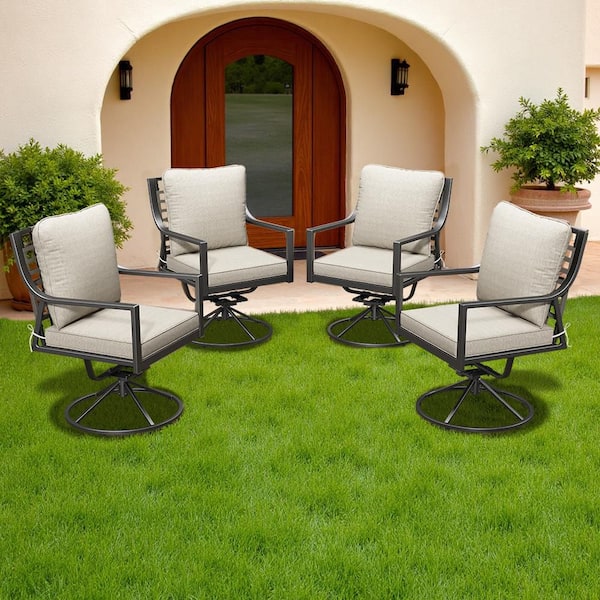 Family Fiesta Collection 4-Piece Wicker Outdoor Patio Conversation Set with CushionGuard Beige Cushions