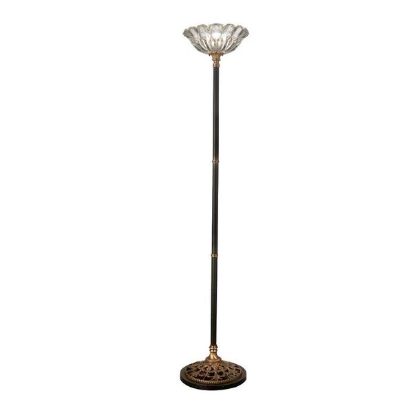 Dale Tiffany Alicante 70 in. Torchiere Antique Brass Floor Lamp-DISCONTINUED