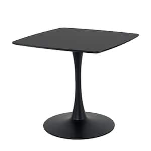 31.5 in. Metal Outdoor Coffee Table Light Luxury and Simple Style with Black Top in Black