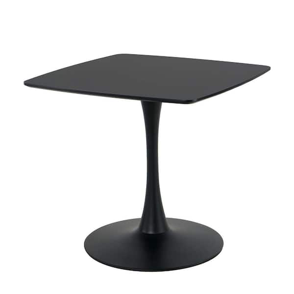 Zeus & Ruta 31.5 in. Metal Outdoor Coffee Table Light Luxury and Simple Style with Black Top in Black