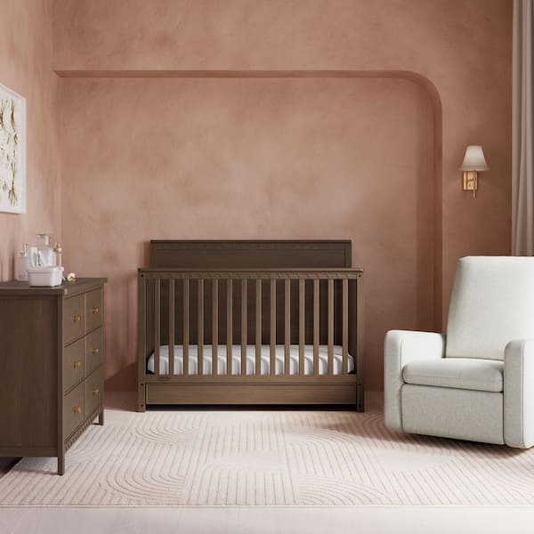 Sasha Hazelnut 5-in-1 Convertible Crib with Drawer