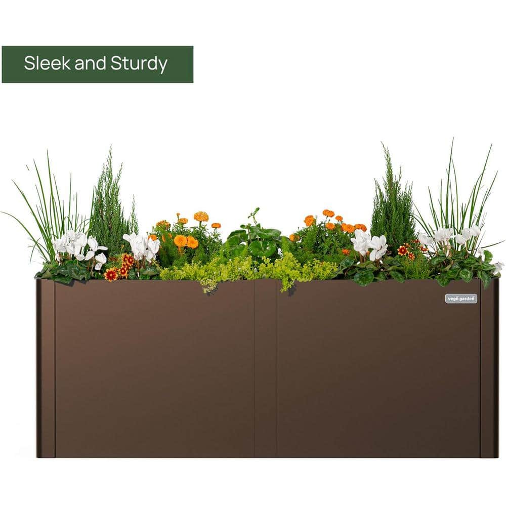 Umber Brown Extra Tall Modern Metal Outdoor Planter Box 27"x83"x32"